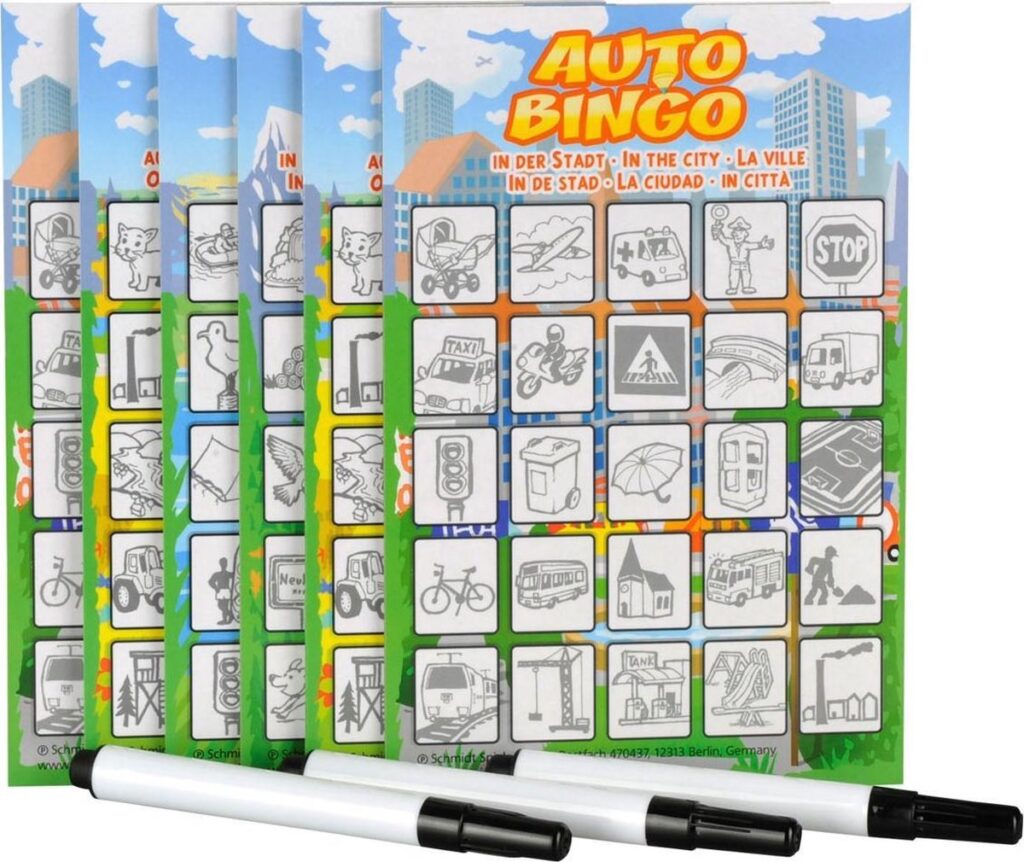 Autobingo voor een lange autorit met kinderen