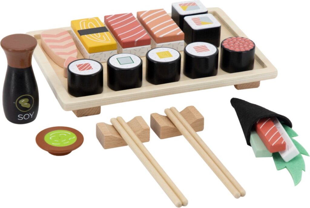 Accessoires voor een keukentje of winkeltje: Sushi set! 