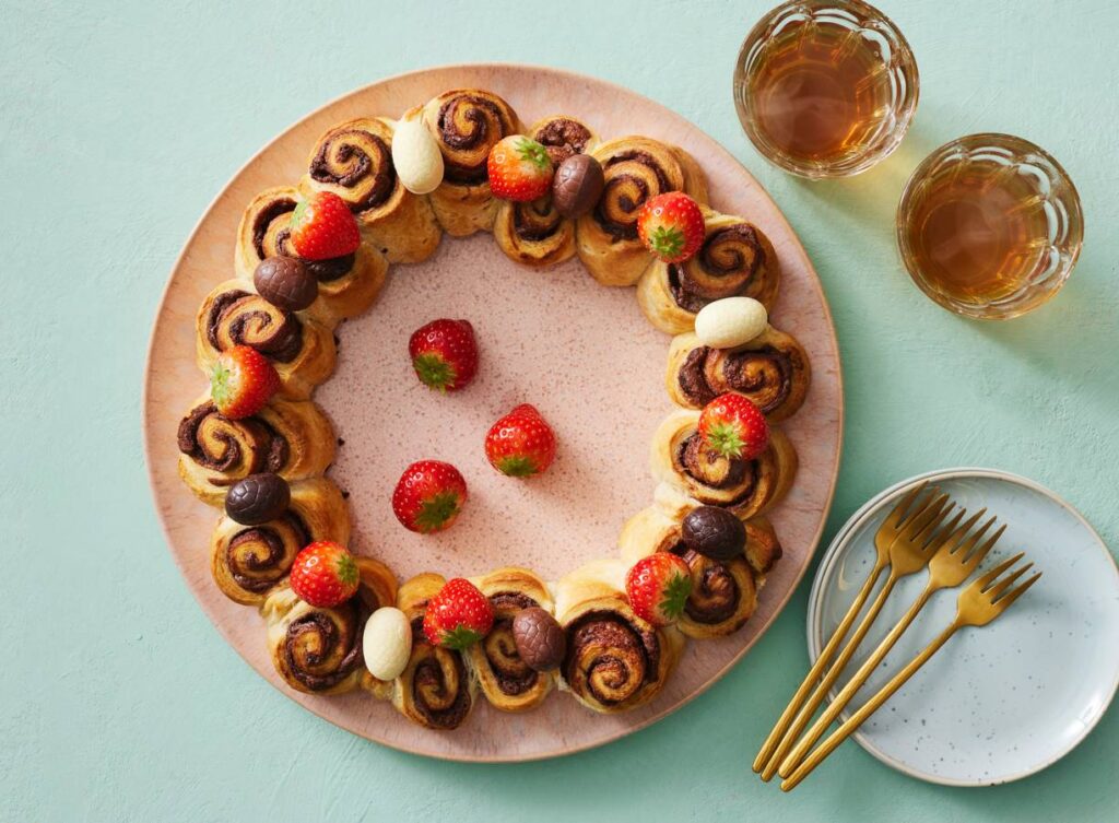 chocolade-croissantkrans Pasen met kinderen 