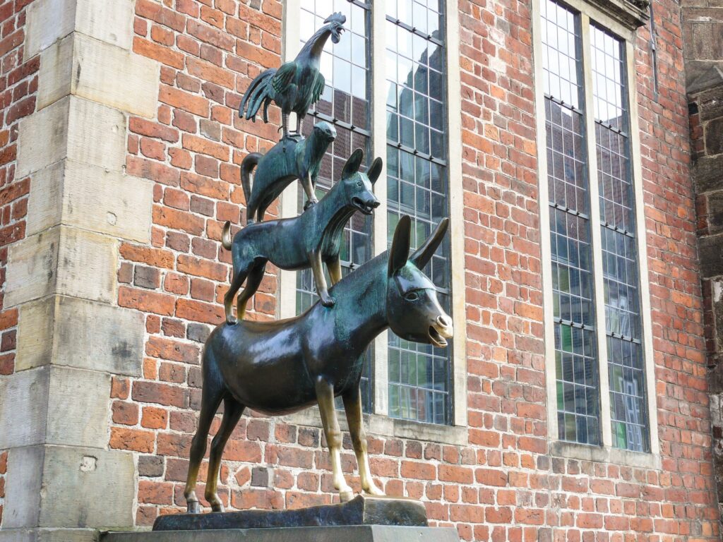 De Bremer Stadsmuzikanten op de Bremer Marktplatz