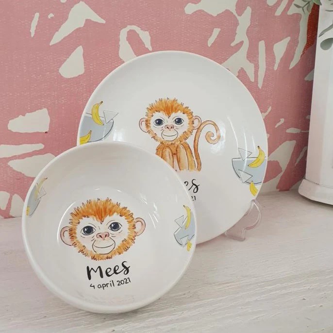 Gepersonaliseerd servies setje voor jongens - leuke kraamcadeaus voor jongens. 